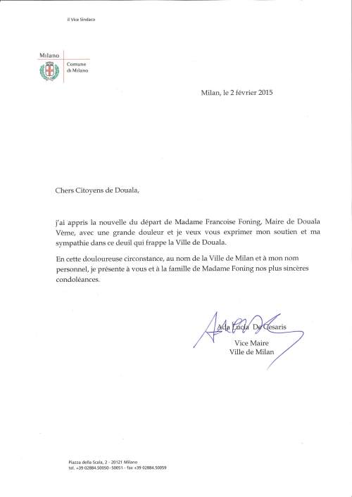 Condoglianze Vice Sindaco De Cesaris